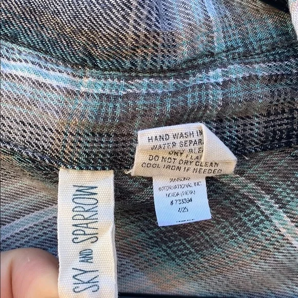 Tie V Neck Flannel - Picture 3 of 3